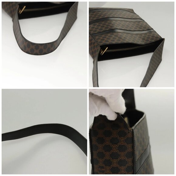 CELINE Macadam Canvas Shoulder Bag PVC Leather Black Gold Auth 119071 - Picture 16 of 16